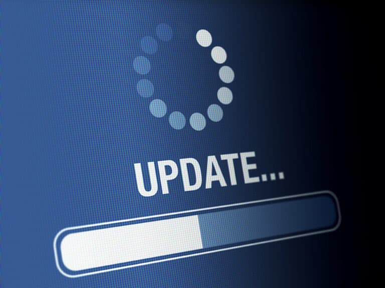 An update button on a website colored blue.