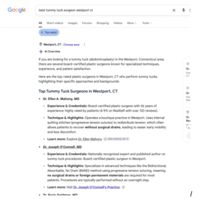 A Google search result page for
